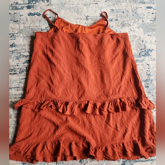 Orange Mini Ruffle Dress Size Medium - Picture 4 of 5